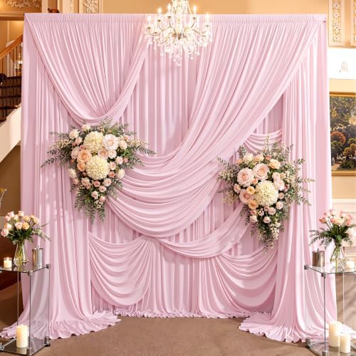 20ft×15ft Light Pink Backdrop Curtain for Wedding Parties by PartyVillage