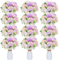 12 Set Artificial Hydrangea Peony Flowers with Vase, Purple by Unknown
