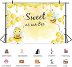 12x10ft Baby Shower Backdrop Sweet as Can Bee Photography Background Honeycomb Honey Yellow Bumblebee Boys Girls Kids Birthday Party Banner Decorations Newborn Gender Reveal Photo Booth Prop - Image 3