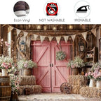 15X10FT Wedding Photography Backdrop Pink Barn Door Floral Bridal Backdrop Western Anniversary Ceremony Background Flower Girl Birthday Party Decorations Baby Shower Banner Country Photo Booth Props - Image 6