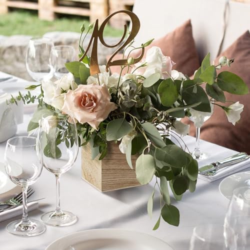 Suzile 12 Set Wooden Box Centerpiece, 4 Inch Square Planter Vase - Image 5