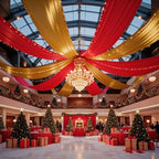 4 Panels 5ft(W) x 20ft(L) Gold Backdrop Curtain for Wedding Parties by PartyVillage
