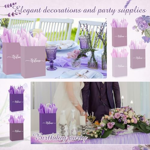 Kolldenn 50 Set Gradient Purple Small Welcome Gift Bags Bulk & Tissue Paper - Image 6
