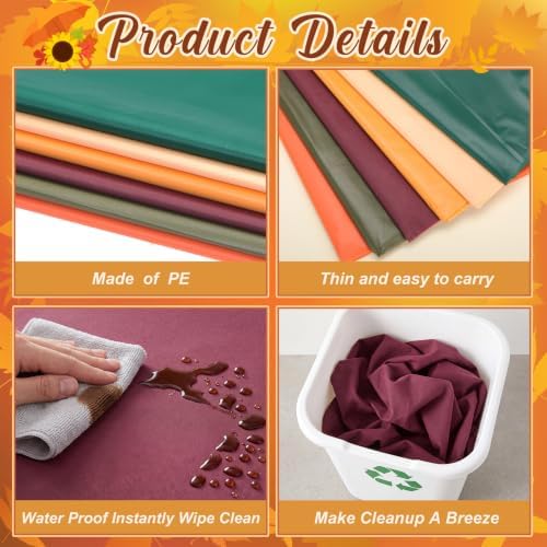 Jinei 24 Pcs Fall Plastic Tablecloth Thanksgiving Table Cover Disposable - Image 6