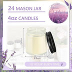 24 Pcs 4 Oz Mason Jar Candles, Lavender Scented Soy Candles Bulk Set for Stress Relief and Relaxation, Great Favors for Wedding, Christmas, Housewarming Gifts (Black, Lavender, 24) - Image 2
