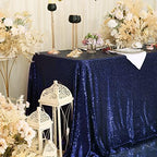 SquarePie Sequin Tablecloth 60x120 Inch Navy Blue for Wedding Party - Image 5