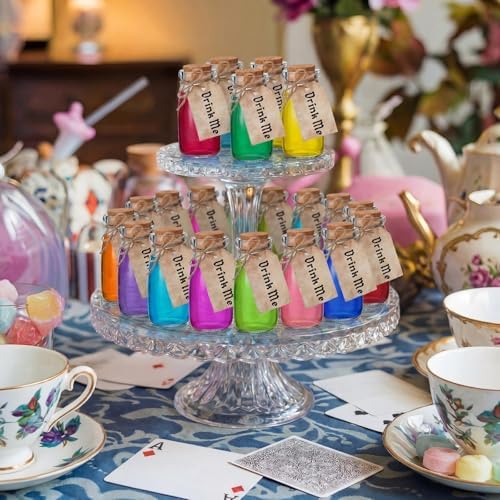 24 Set Wonderland Tea Party Favors Small Glass Bottle with Cork - Image 6