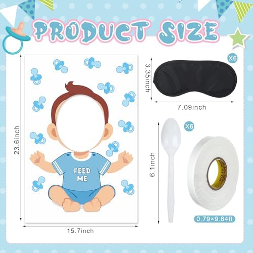 6 Set Baby Shower Games for Blindfolded, Feed Me Boards, Cartoon - Image 2
