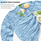 16 Pack Baby Blue Cheesecloth Table Runner 21.5 x 120 Inches Boho Gauze Table Runners 10FT Long Cheese Cloth Table Runner for Bridal Shower Baby Shower Birthday Party Wedding Decor - Image 5