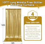 20x10ft Thick Gold Glitter Backdrop Curtain Panels for Parties, Wrinkle Free Sparking Sequin Backdrop Drapes, 4 Panels 5x10ft Shimmer Photo Back Drop Cloth for Wedding Birthday Photography - Image 6