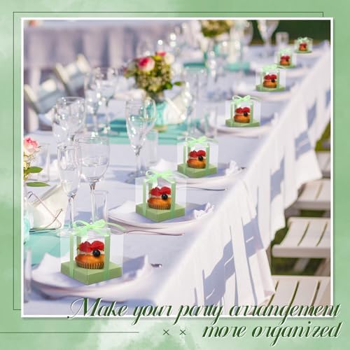 Thenshop 50 Pcs Clear Cupcake Boxes Individual 3.5 Inch, Light Green - Image 5