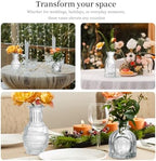 Glass Bud Vases Set of 16 - Assorted Small Mini Glass Vases for Flowers, Crystal Vintage Vase Set, Bulk Centerpieces for Table Décor, Wedding, Home and Events (Clear, 16 Pcs) - Image 3