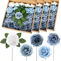 100 Pcs Artificial Foam Rose Flower Faux Bouquet Wedding Fake Rose Gift for Mother's Day Women DIY Bridal Shower Party Table Birthday Home Spring Decor (Blue and White Gradient) by Luinabio