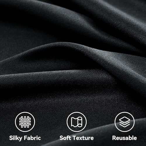 6 Panels 5x15ft Black Backdrop Curtains for Parties, Wrinkle Free Polyester Black Photo Backdrop Drapes 15 ft Long Back Drop Cloth for Wedding Birthday Photography Background Party - Image 4