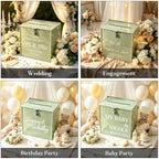 OASF&QPPTY Custom Wedding Card Box with Lock, Elegant Personalized Wedding Card Box for Reception, Graduation, Baby Shower - Secure PVC Money Box for Cards and Well Wishes, Elegant Party Table Decor - Image 7