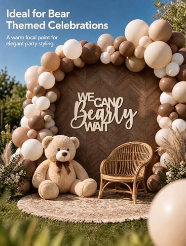 We Can Bearly Wait Wood Backdrop Sign Woodland For Party Photo Backdrops - Image 3