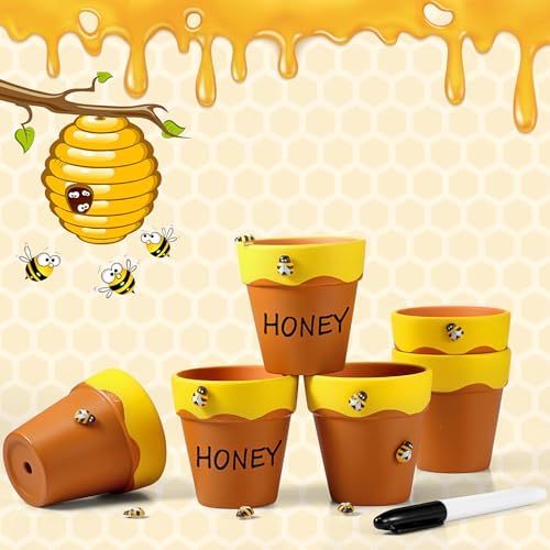 Leinuosen 12 Pcs Honey Bee Pot 3 Inch Honey Jars Cupcake, Yellow and Brown - Image 4