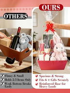 Beeplove 6 Sets Large Thick Kraft Baskets for Gifts Empty - Gift Baskets Empty Kit with Cellophane Wrap and Pull Bows for Wedding Birthday Bridesmaid Baby Shower, Red - Image 2