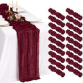 18 Pack Cheesecloth Table Runner 10FT Burgundy Red Table Runner Boho Gauze Cheese Cloth Table Runners Long Rustic Sheer Table Decorations for Wedding Party Baby Bridal Shower Birthday Holiday Home by Showgeous