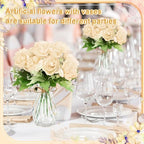 Zeyune 37 Pcs Silk Peonies with Vases Fake Flowers,Champagne,Round Head - Image 6