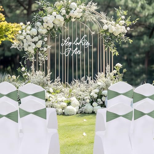 Sage Chair Sashes Bows 100 Pcs Spandex Chair Sashes Elastic Chair Cover Bands Ties Without Buckle for Wedding Birthday Party Ceremoney Events Decoration - Image 2