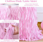 Partisky Pink Tulle Curly Willow Table Skirt for Rectangle Table 9ft, Ruffle Tutu Table Cloth for Girls Baby Shower,Birthday Party Candy Cake Tables - Image 5