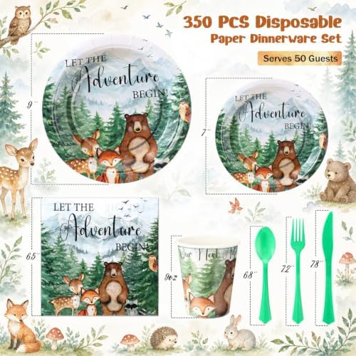 FillTouch 350 Pcs Let The Adventure Baby Shower Party Supplies - Image 2