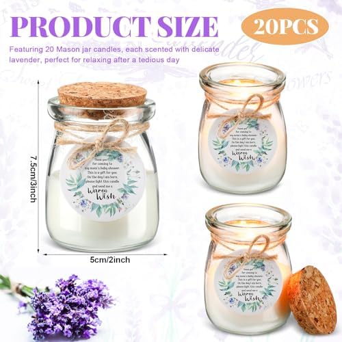 Threlaco 20 Pcs Leaf Baby Shower Favor Candle Glass Jar - Image 2