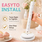 2Pack Wooden Cake Pop Stand Kit with 360° Spinning Base, 49Hole Lollipop Holder with Cake Ball Scoop, 100 Paper Sticks, 100 Clear Treat Bags and 100 Twist Ties, Easy Twist Assembly for Parties - Image 3
