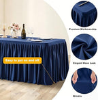 Wish Care Navy Blue Polyester Table Clothes for 4 Foot Rectangle Tables, Wrinkle Free Fitted Table Cover with Pleated Ruffle Table Skirt for Birthday Party Wedding Trade Show Event Display - Image 4