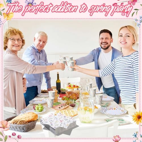 Pickmesh 400 Pcs Wildflower Party Supplies Paper Plates Napkins Serve 50 - Image 4