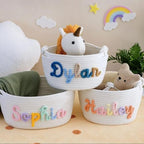 Personalized Rope Cotton Baby Gift Basket,Newborn Shower Toy Organizer Nursery Gift (36 * 25 * 16cm) - Image 6