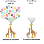 Personalized Communion Gift Fingerprint Giraffe Guest Book Canvas Party Decorations for Boy Baby Shower DIY Thumbprint Signature Painting Ready to Hang-60x90cm - Image 3