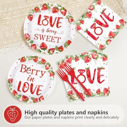 96Pcs Strawberry Bridal Shower Party Decorations, Serves 24 - Image 3