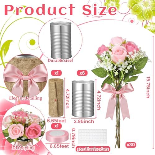 Suncalla 45 Pcs Baby Shower Centerpieces Rose, Pink Rose Vase Decor - Image 3
