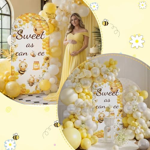 148 Pcs Sweet As Can Bee Baby Shower Decorations Balloon Metal Arch Backdrop Stand and Cover Set Decor Yellow and Gold Balloon Arch Kit Bee Baby Shower Gender Reveal Birthday Party Supplies - Image 3