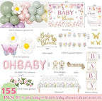 Hombae Baby in Bloom Baby Shower Decorations, 155PCs Spring Wildflower Party Supplies Wild Flower Decor for Girl with Floral Balloons Boxes, Banner, Backdrop, Tablecloth, Cake Cupcake Topper - Image 2