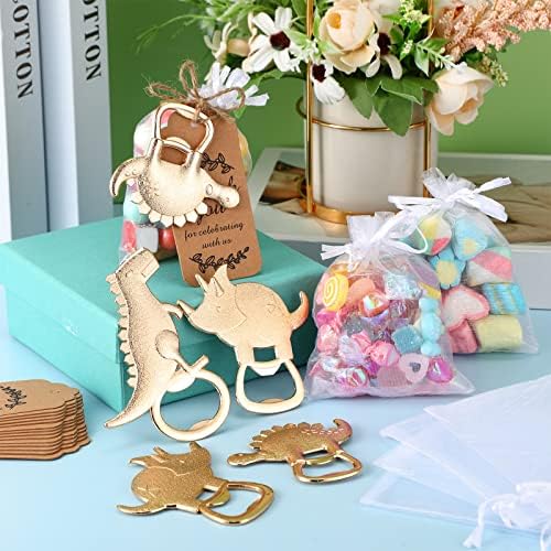 30 Pcs Dinosaur Bottle Openers Baby Shower Return Favors for Guests Bottle Opener Decorations and Souvenirs with Organza Bags Thank You Tags for Dinosaur Party Favors - Image 4
