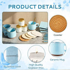 Baby Shower Prizes for Game Winners Baby Shower Games Prizes Ceramic Mugs with Metal Spoons Woven Coasters Notebooks Scented Candles Gift Bags Wedding Bridal Shower Favors for Guests (1, Blue) - Image 5