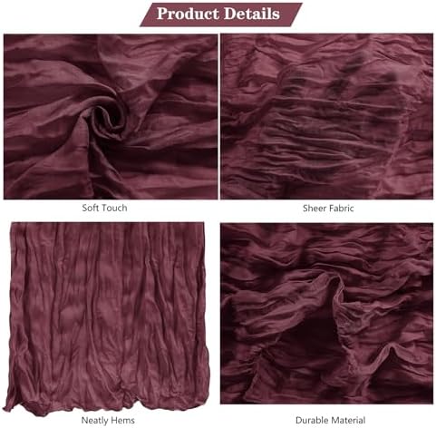 15 Pack Burgundy Cheesecloth Table Runner 9FT Rustic Sheer Table Runners 17x108 Inch Gauze Boho Runner for Wedding Bridal Baby Shower Birthday Party Table Decorations - Image 4