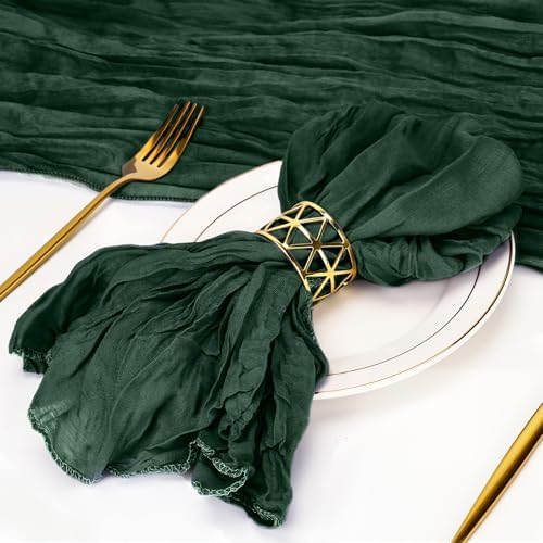 Cupuamon 100 Pack Cheesecloth Napkins 20x20 Inch Dinner Table Napkins Boho Washable Rustic Gauze Napkins Bulk for Wedding Bridal Baby Shower Party Decor (Emerald Green) - Image 5