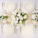 U-QE 60PCS Ivory Plastic Plates - Beaded Ivory Disposable Heavy Duty - Image 5