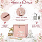 AerWo Blush Pink Wedding Card Box, Acrylic Gift Card Box for Wedding Decor - Image 3