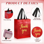 Fumete 50 Pcs Red Glossy Thank You Gift Bag with Handles - Image 3