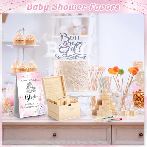 Marsui 136 Pcs Baby Shower Blocks to Decorate Game Kit, Pink Elephant - Image 5