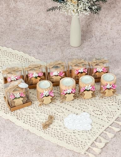 Ju's Favors Pack of 10 Wood Candle Holders,Baby Shower Favors for Girls,Baby Shower Party Favors for Guests,Baby Girl Gender Reveal Gift, Christening Party Return Favors.(Light-Pink) - Image 4