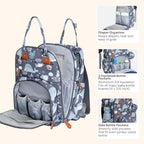 BabbleRoo Diaper Bag Backpack - Baby Essentials Travel Tote - Multi Function Water Resistant Diaper Bag, Travel Essentials Baby Bag with Changing Pad, Stroller Straps & Pacifier Case - Sea Animals - Image 4