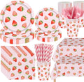 Funnymoom 452 Pcs Strawberry Party Supplies for 50 Guests, Strawberry Paper Plates Napkins Cups Tablecloth Cutlery Straws for Berry First Birthday Baby Shower Party Decorations by Funnymoom
