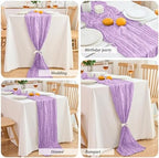 18 Pack Lilac Purple Cheesecloth Table Runner 21.5x120 Inch,Semi Sheer Boho Gauze Cheese Cloth Fabric Table Runners 10 FT Long for Wedding Party Baby Shower Birthday Home Decor - Image 6