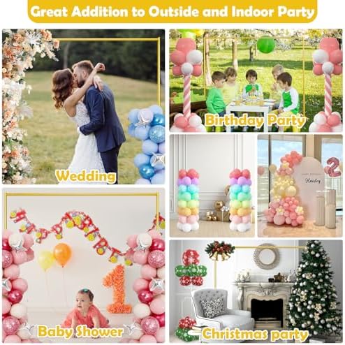 6.5FT Wedding Arch Backdrop Stand Metal Backdrop Stand with 2 Pcs Adjustable Balloon Arch Stand Gold Wedding Arch Frame for Birthday Party Graduation Baby Shower Ceremony Outdoor Indoor Supplies Décor - Image 5